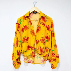 AAKAA Yellow floral blouse with  tie
